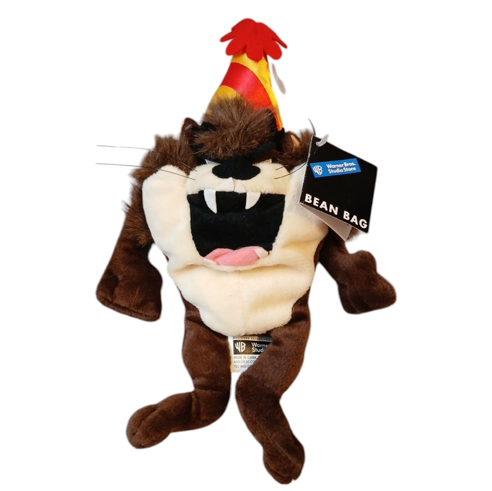 Warner Bros Taz‎ Bean Bag with Party Hat NWT